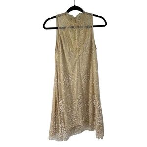 Southern Fried Chics Southern Serendipity Cream Lace Detail Sleeveless Mini Dres